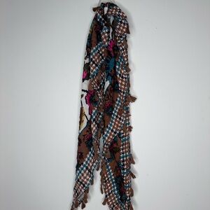 Brown and Multicolor Patterned Scarf